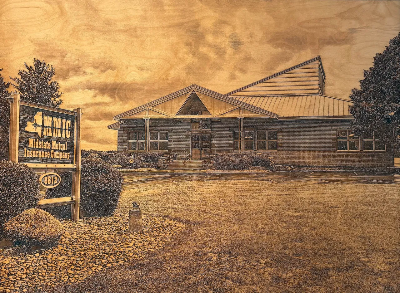 Midstate Mutual Insurance Company building woodwork art